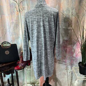 📌Per Seption Woman Grey Melange Midi Plus Size Cardigan
